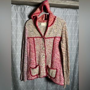 Anthropologie Sparrow Women Button Sweater‎ with hood- Medium